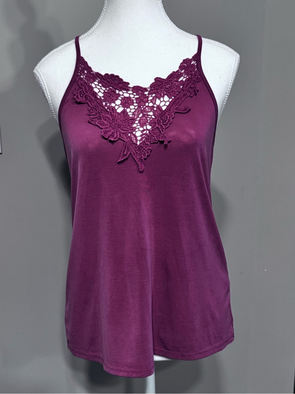 Abercrombie & Fitch Plum Lace-Front Satin Cami